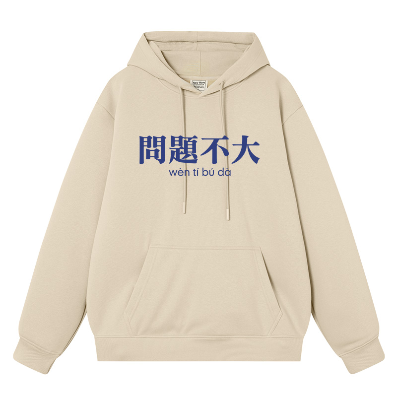 问题不大国潮领秋冬连帽卫衣男加绒长袖帽衫重磅宽松衣服外套