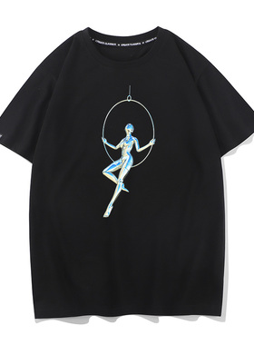 Sorayama空山基Vintage嘻哈动漫复古短袖人像T恤钢铁姬打底衫