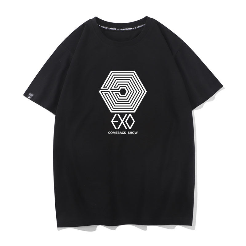 EXO周边短袖T恤男女印花粉丝应援服明星衣服体恤半袖
