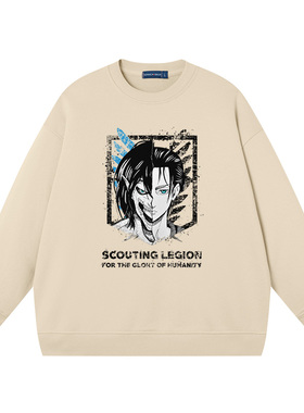 进击的巨人周边衣服艾伦兵长三笠自由之翼卫衣男女情侣装打底纯棉