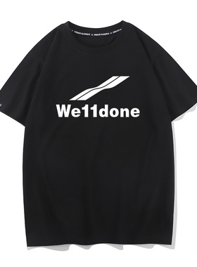welldone衣服we11done夏季宽松男女情侣装白色半袖短袖T恤男