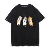 臭皮匠三花猫咪暹罗大橘橘猫纯棉短袖 T恤男ins春秋三只猫衣服