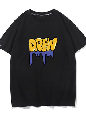 Drew House笑脸字母小众潮牌美式情侣高街宽松纯棉短袖T恤男