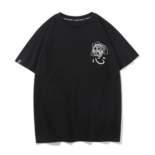 闹心烦心事趣味搞笑印花短袖t恤男夏季宽松休闲纯棉圆领黑色半袖