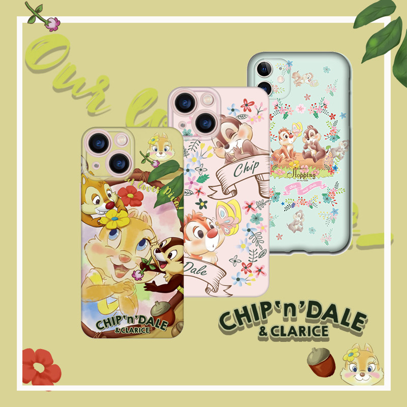 ins少女心花栗鼠奇奇蒂蒂软全包镜头适用苹果iphone14粉手机壳13pro