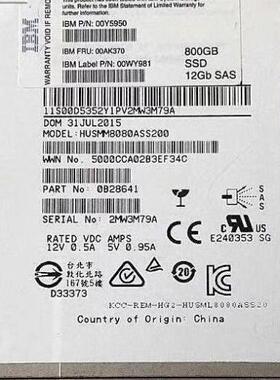 IBM 00Y5950 00AK370 00WY981 800G SSD 12G SAS 2.5 V5000硬盘
