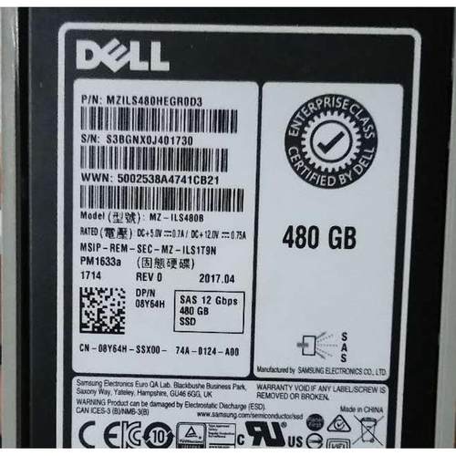 Dell/戴尔 480G SAS SSD 固态 12GB 2.5寸 08Y64H 固态硬盘 R740