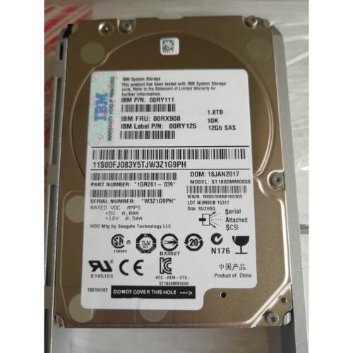 IBM 00RX908 00RY111 1.8T 12G SAS 10K 2.5 V7000 存储硬盘