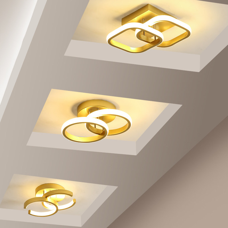 led过道灯走廊灯简约客厅玄关入户阳台楼梯衣帽间小吸顶灯具金色