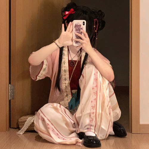捌伍柒原创【小师妹】汉服女貉袖对襟宋制短衫短裤子夏季新款套装