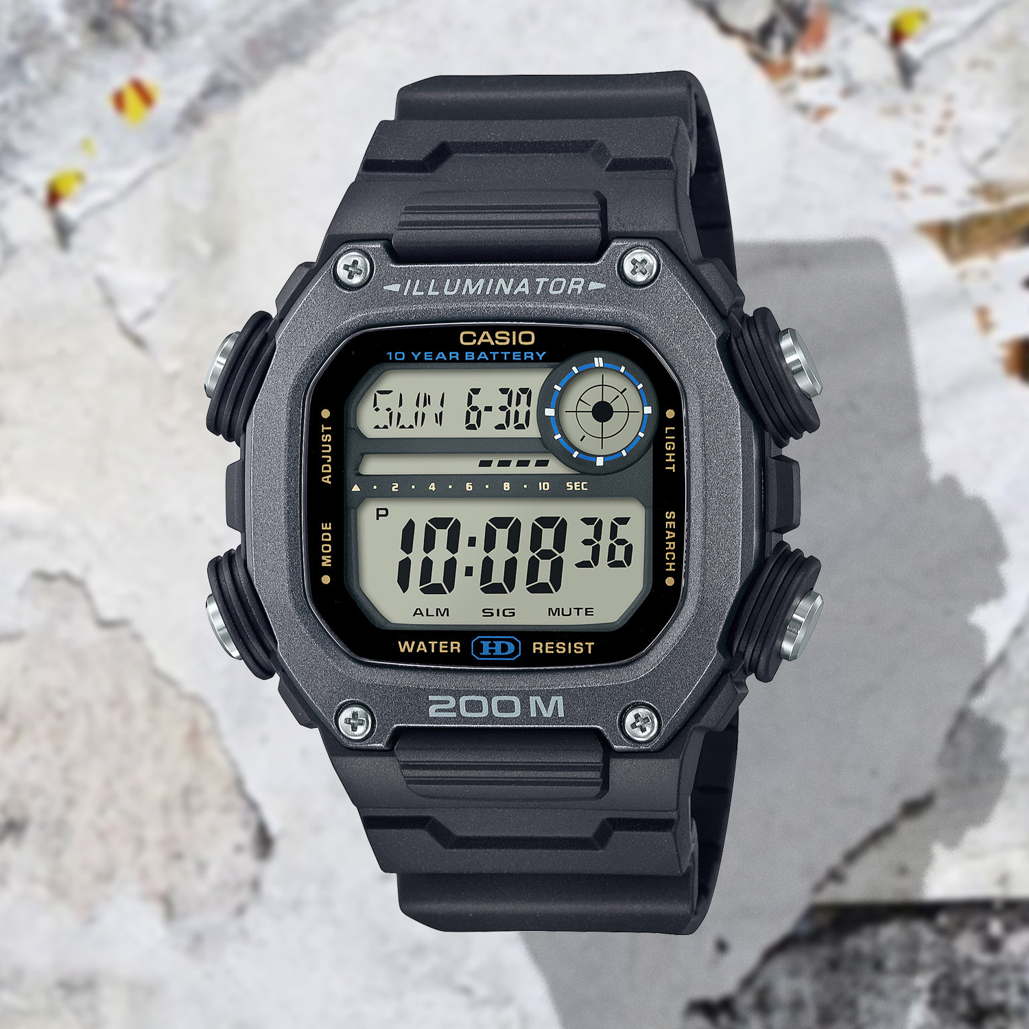 卡西欧手表男秒表运动防水数显学生男款电子表DW-291HX-1AV