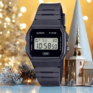 卡西欧casio手表小方块男女表防水石英休闲数显学生表F-91WB-1A