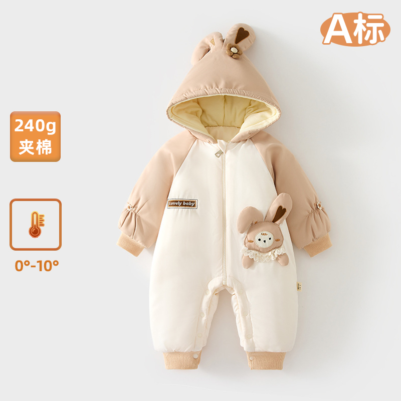 女宝宝连体衣冬季加厚防风棉服