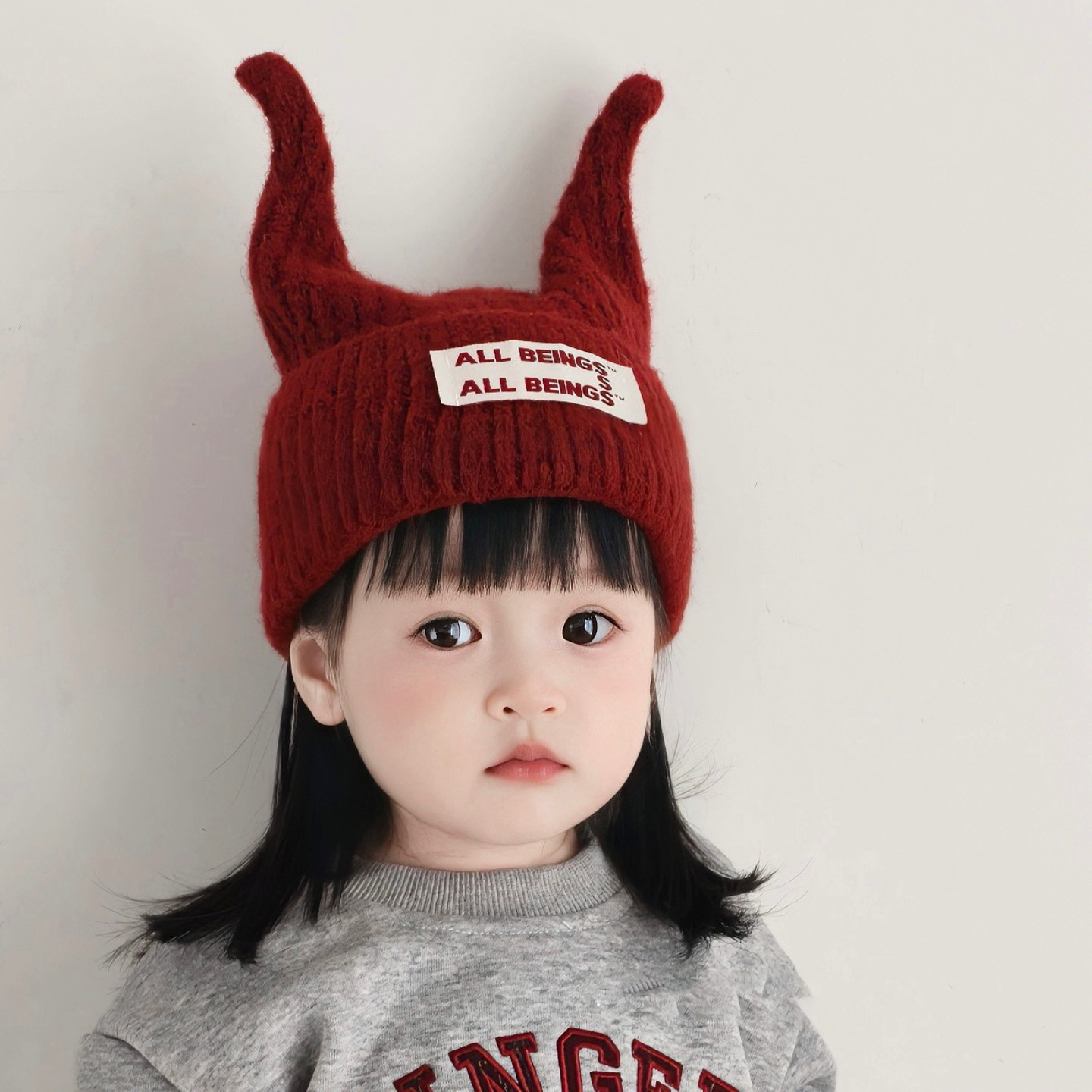 儿童帽子秋冬可爱搞怪长角针织帽