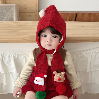 韩系儿童帽子冬季圣诞帽氛围感帽