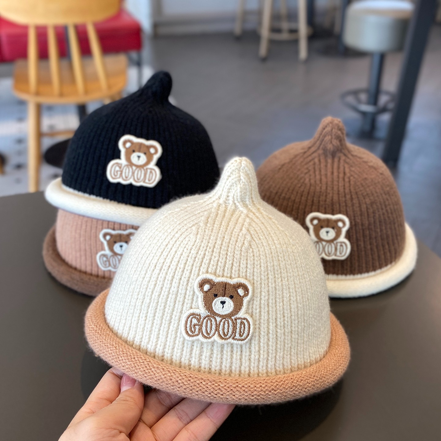 宝宝帽子秋冬款可爱奶嘴地主帽冬季保暖防风婴幼儿百搭针织毛线帽