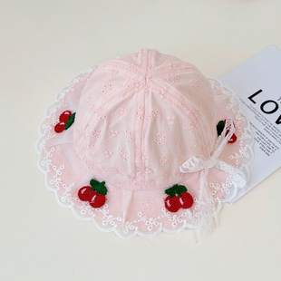 宝宝帽子春秋季婴儿遮阳盆帽女宝女童小月龄公主帽儿童防晒渔夫帽