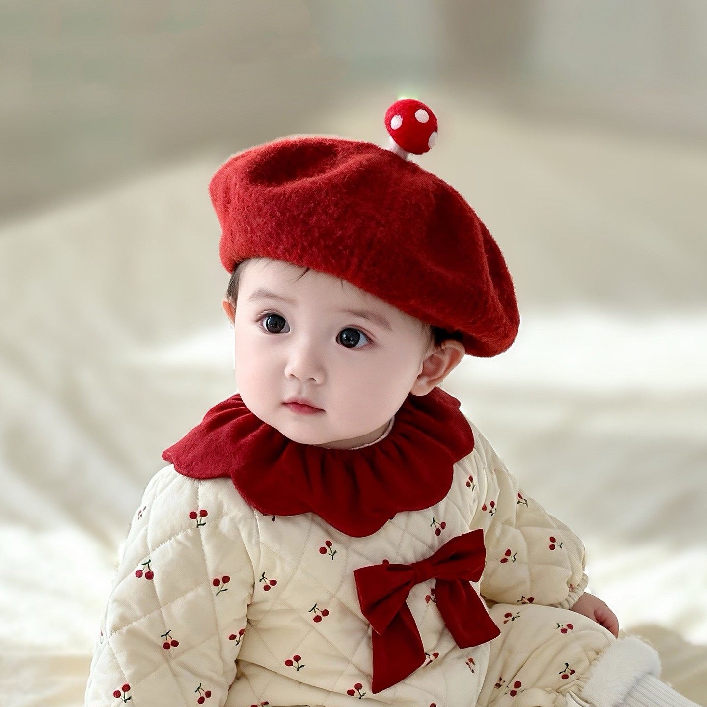 婴儿冬天帽子喜庆红色新年帽贝雷帽宝宝洋气韩版毛呢公主帽八角帽,服饰配件/皮带/帽子/围巾,帽子,淘宝优惠券,粉丝福利购,淘宝优惠卷