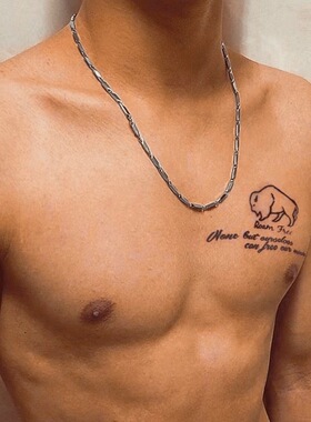 嘻哈项链男潮ins欧美街头风古巴钛钢冷淡配饰百搭短卫衣锁骨链粗