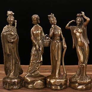 仿古铜四大美女铜像站像西施杨贵妃王昭君貂蝉家居装饰人物摆件