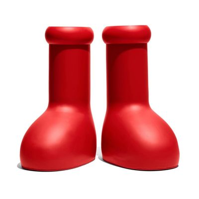 2023 MSCHF big red boot 阿童木红色纯色平底橡胶靴橡胶靴 潮人