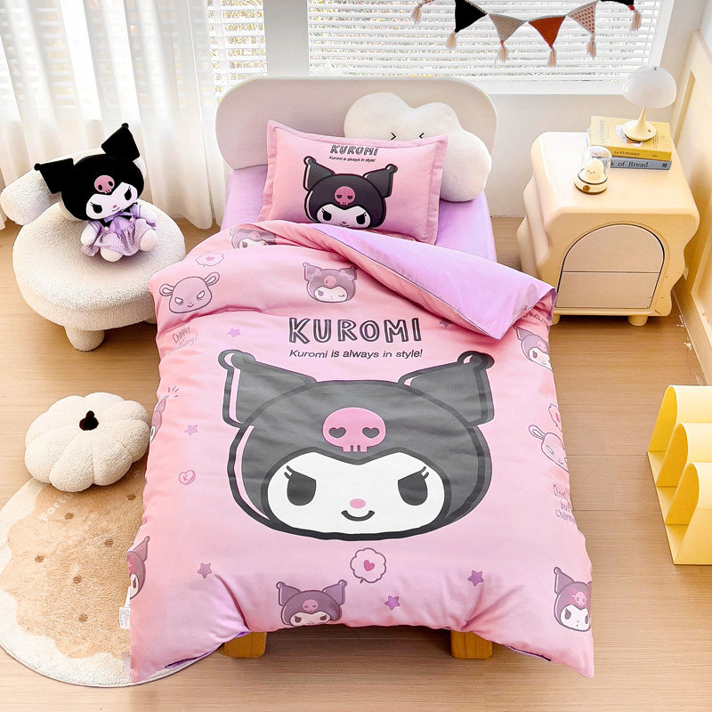 库洛米幼儿园被子三件套宝宝午睡被子套装纯棉褥子六件套入园床品