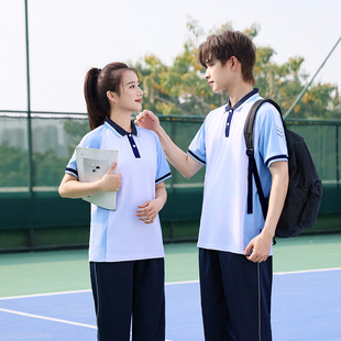 新款 套装夏季快干运动风短袖男女款中学生校服班服团服两件套