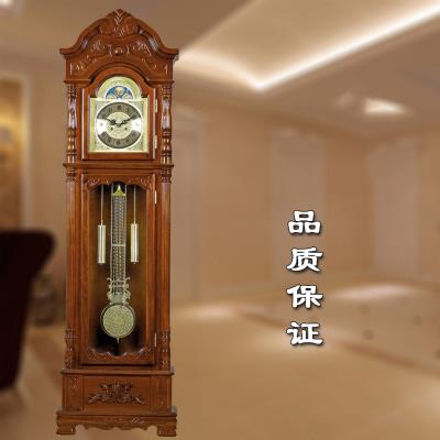 铜制立式钟表奢华立钟欧式落地钟实木复古机械座钟客厅大号摆钟