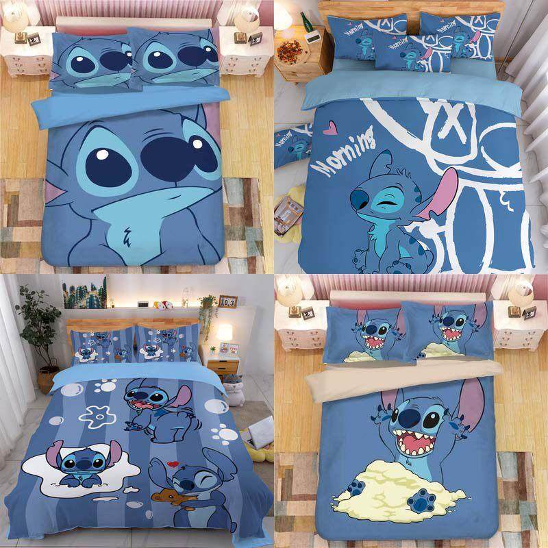 网红史迪仔四件套床上卡通动漫可爱男孩单双人床宿舍客房儿童学生