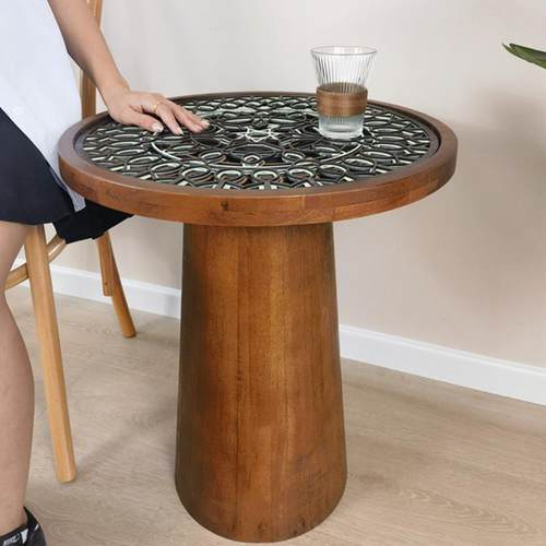 摩纳哥实木茶几北欧创意角几客厅沙发卧室餐桌咖啡奶茶圆形边几