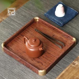 纯手工实木花梨木茶盘家用茶托盘正方形收纳盘干壶承泡台功夫茶具
