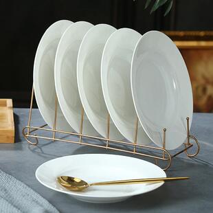 陶瓷盘子盘子家用8英寸平盘浅盘10寸纯白色牛排西餐盘深盘吐骨碟