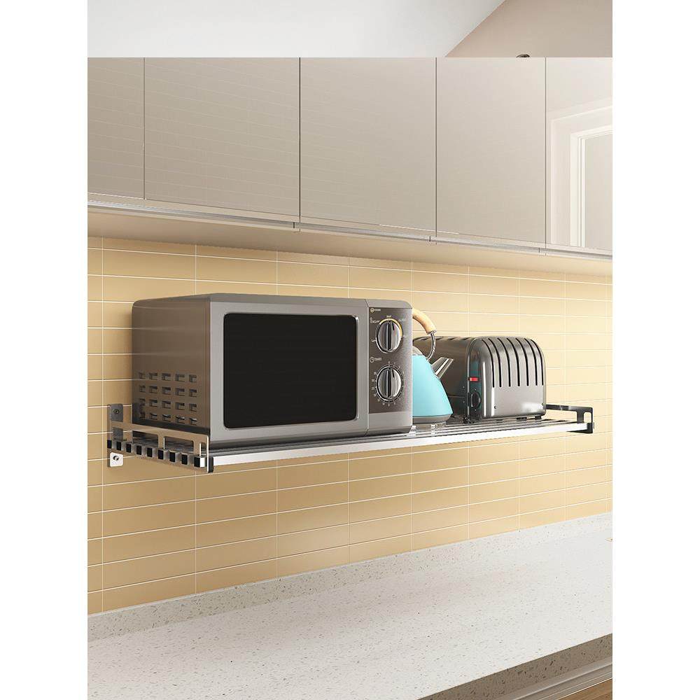 304不锈钢微波炉架微波炉支架厨房储物架壁挂式货架货架锅架烤箱