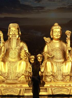 铜土地公土地婆土地爷土地奶摆件铜像一对家居工艺品装饰品纯