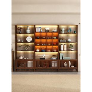 茶叶架子办公室茶具多宝阁展示柜茶室摆件置物架承重 博古架新中式