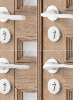 白色门锁室内卧室房门锁具家用简约磁吸静音两件式门把手房间木门