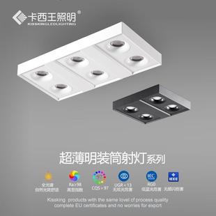 单头双头三头免吊顶无主灯简约客厅卧室吸顶防眩筒灯射灯 超薄明装