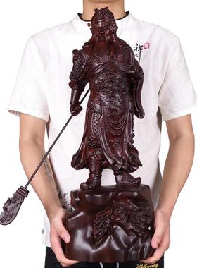 红檀木雕关公佛像摆件关羽武财神关二爷财神爷风水招财雕刻工艺品