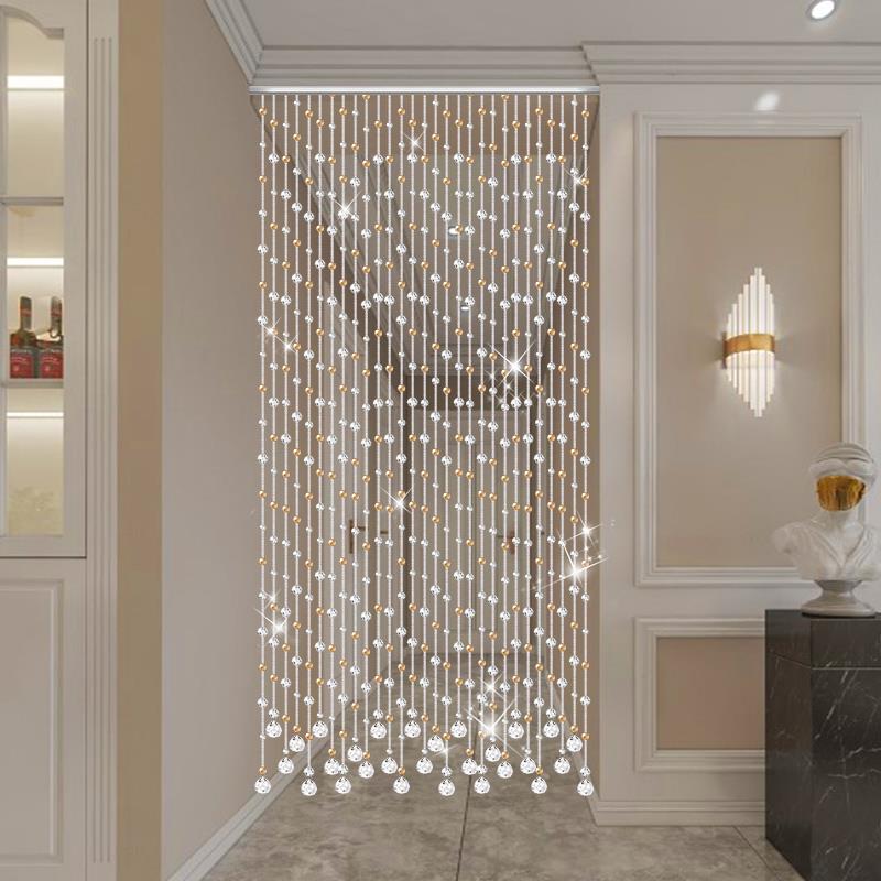 轻奢水晶珠帘隔断帘客厅玄关门帘装饰家用屏风帘子珠链窗帘免打孔