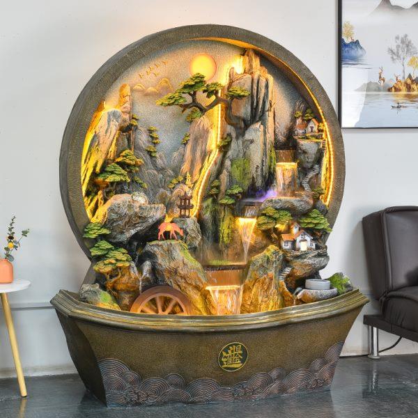 假山喷泉招财玄关屏风水幕墙景观阳台落地装饰客厅流水摆件办公室