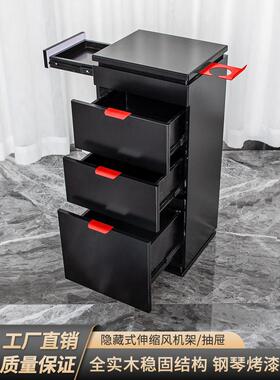 高端网红理发店工具柜美发车单、双面实木抽屉美发沙龙专用储物柜