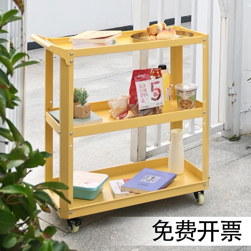 置物架客厅沙发边几北欧风多功能移动绿植小推车三层收纳移动铁艺