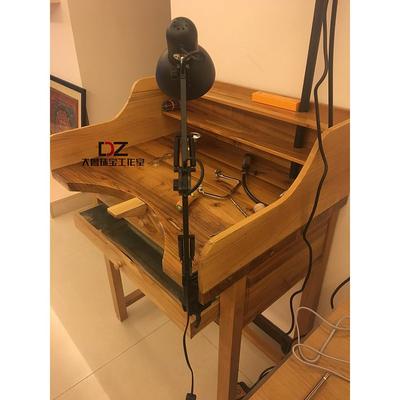 珠宝金工雕蜡台位单人实木榆木桌工作台工作桌铁皮桌吊机杆金工桌