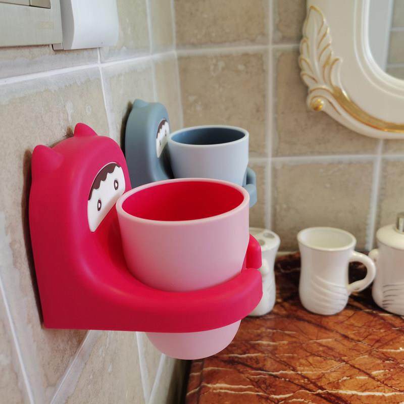 儿童卡通防摔牙刷杯免打孔训练涑口杯牙具座浴室粘贴置物架壁挂,家庭/个人清洁工具,牙刷架/牙具座,淘宝优惠券,粉丝福利购,淘宝优惠卷