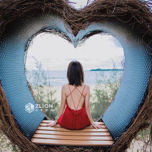 巴厘岛网红鸟巢吊椅民宿景区打卡拍照爱心款创意婚纱道具秋千吊床