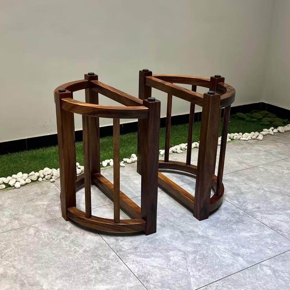 奥坎巴花实木大板桌脚家用原木桌子腿三脚支架茶桌茶台脚架书桌腿