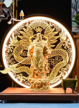 招财镇宅武财神关公摆件客厅办公室摆放木雕关公像闭眼关二爷家用