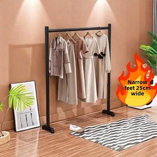 小型挂衣架落地卧室家用夹缝晾衣架出租屋衣服架子不占空间凉衣杆