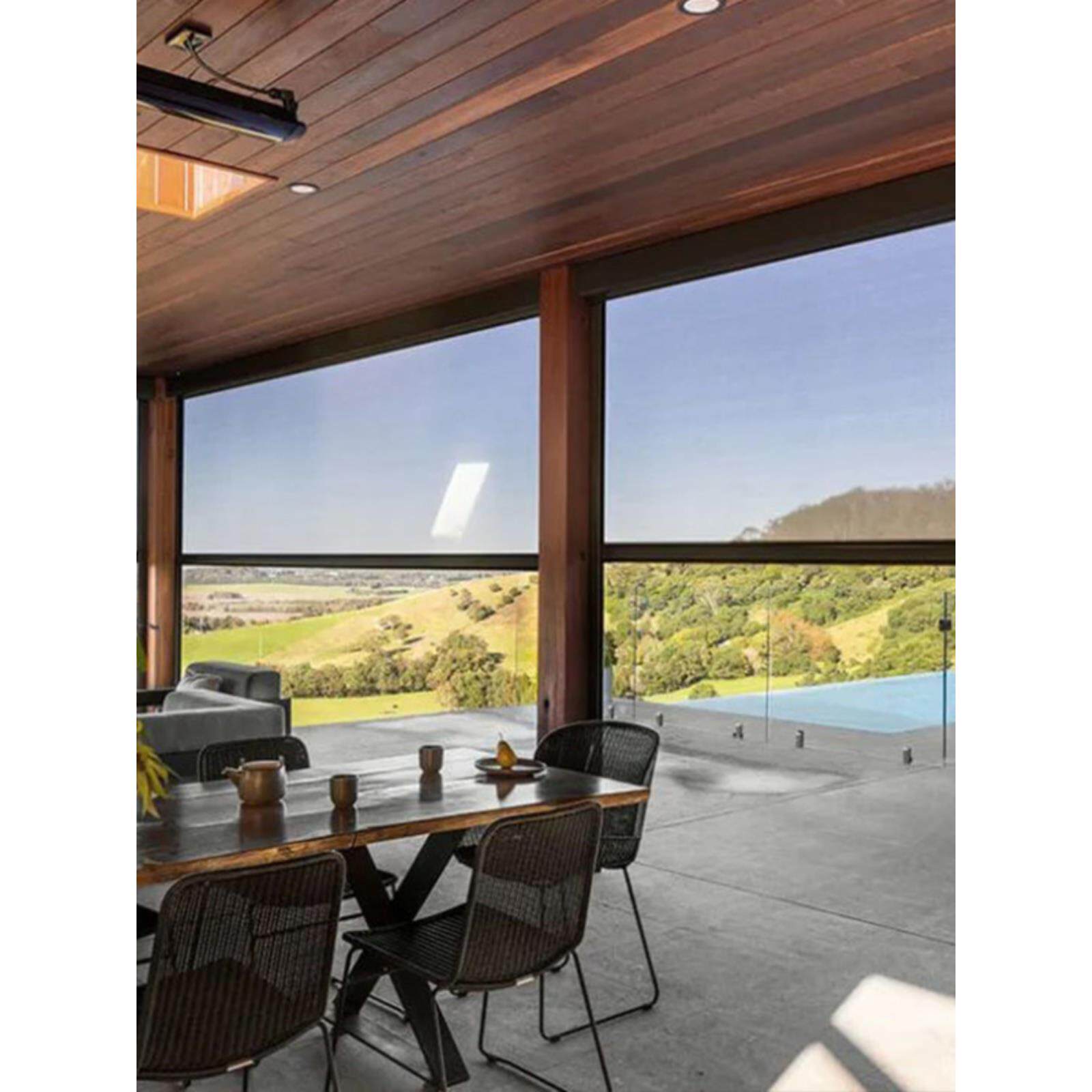 电动防风卷帘封阳台防雨隔热防晒防蚊虫遮光智能开放式升降纱窗帘