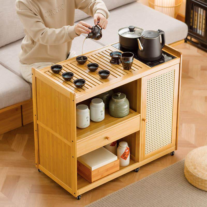 茶几功夫茶具套装烧水一体移动茶台小推车茶车家用茶水柜实木茶桌
